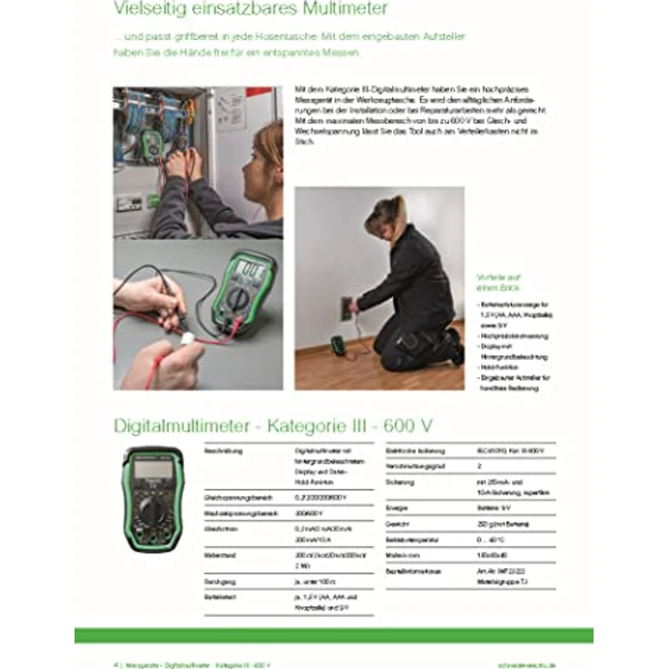 Schneider THORSMAN Digital Multimeter mit LCD-Display beleuchtet Kategorie 3 - 600V – Bild 3