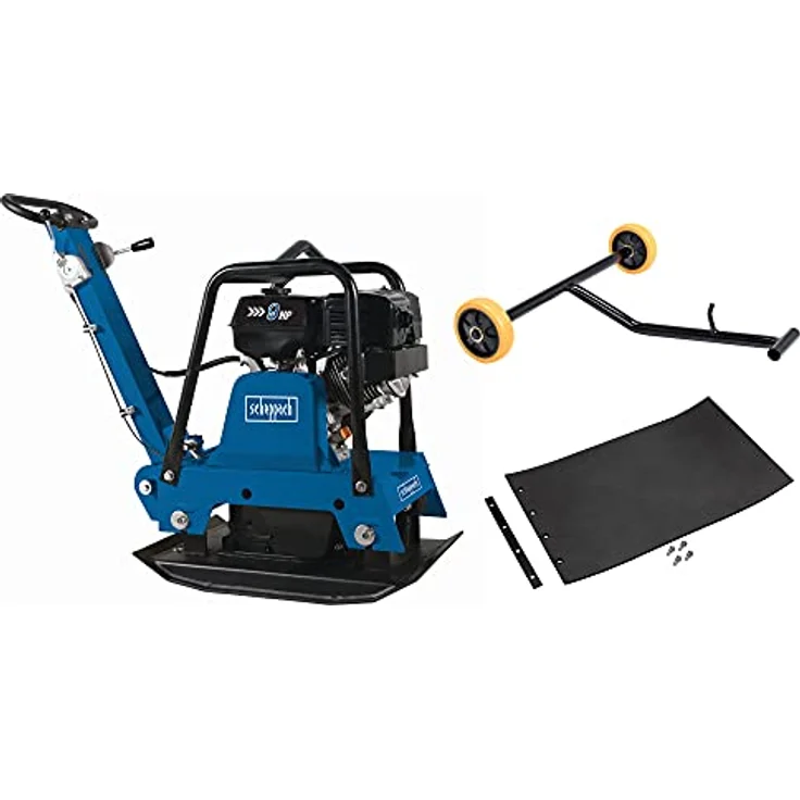Scheppach Benzin Rüttelplatte HP3000S Verdichter Rüttler Vibrationsplatte | 9 PS Leistung | 30,5 kN Verdichtungsdruck | 50cm Verdichtungstiefe | Komplettset inkl. Gummimatte und Fahrvorrichtung – Bild 2