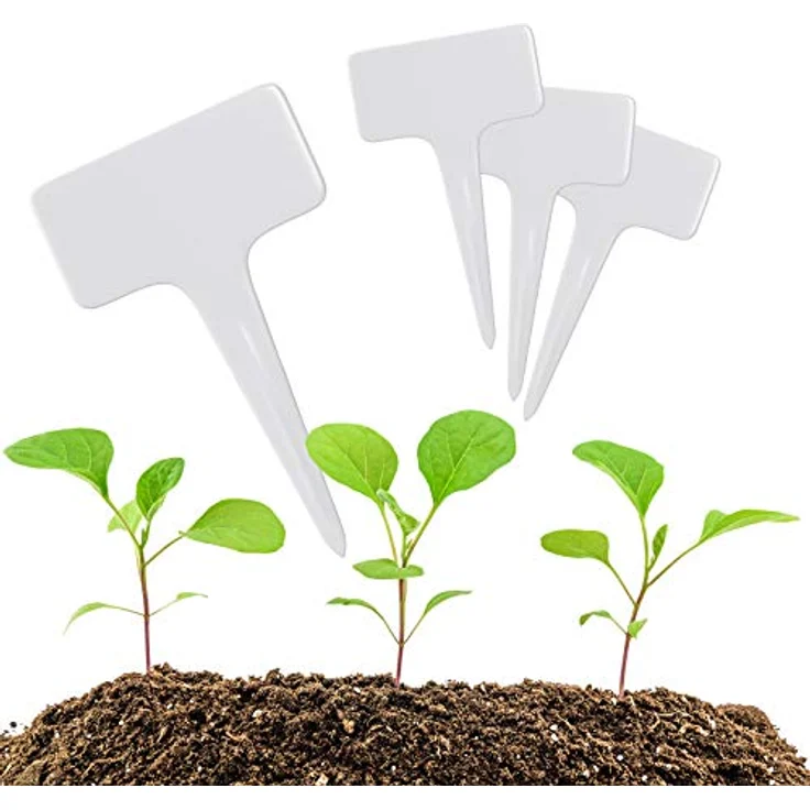 Wellgro Gewächshaus 120 Pflanzschilder - Kräuterschilder zum Beschriften - Kunststoff - weiß - ca. 10 x 6 cm (LxB) - Beetstecker - Pflanzenschilder - Gartenschild – Bild 4