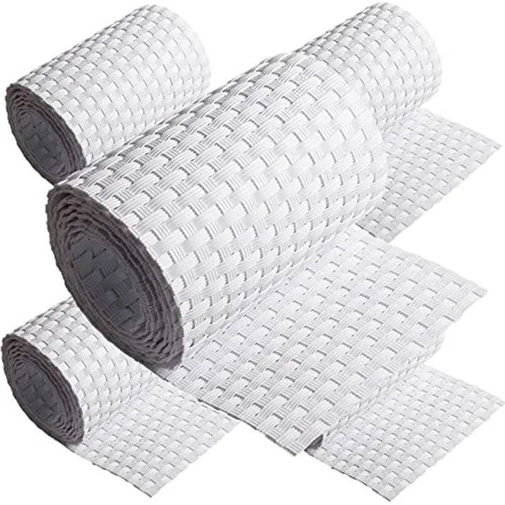 5 x Poly-Rattan Sichtschutzstreifen für Doppelstabzaun Doppelstab Matten Flechtzaun 19 x 255 cm Weiß