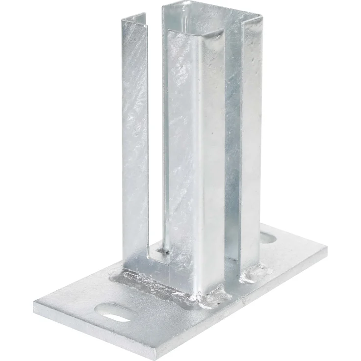 Alberts Pfostenträger für Eckpfosten für Doppelstabmatten | zum Aufschrauben | feuerverzinkt | Platte 150 x 80 mm | für Pfosten 60 x 40 mm 
(685423) – Bild 1