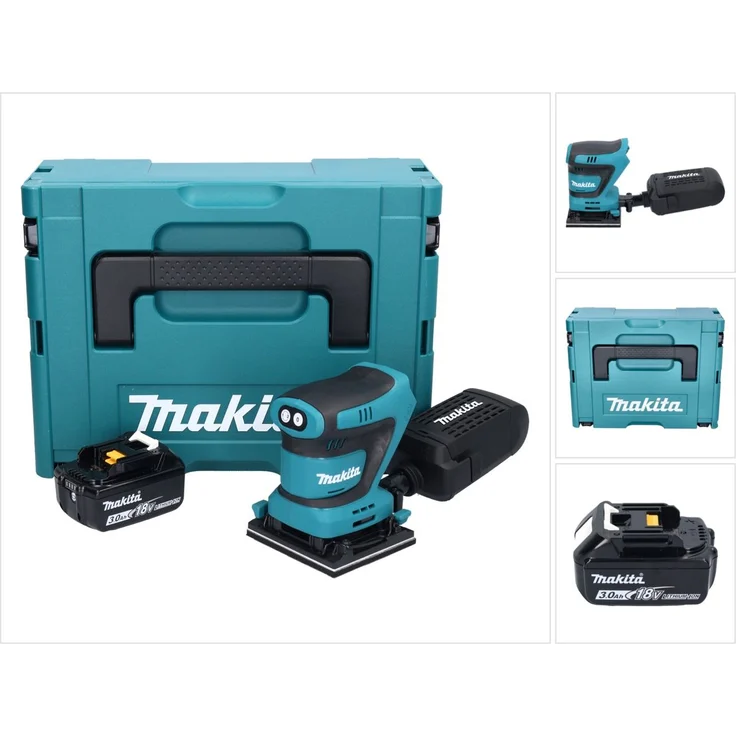 Makita DBO480F1J Akku Schwingschleifer 18 V 112 x 102 mm + 1x Akku 3,0 Ah + Makpac - ohne Ladegerät
