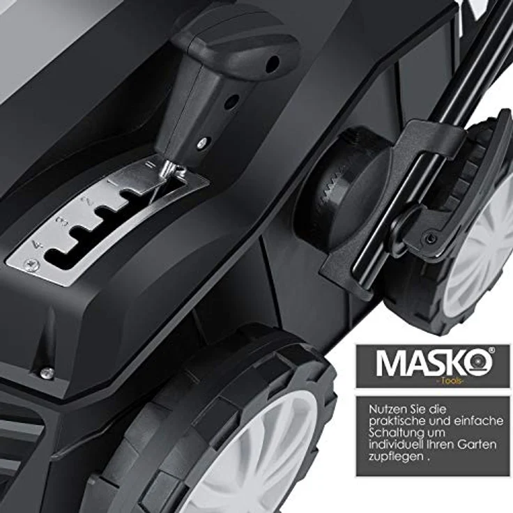 MASKO - Elektro 2in1 Vertikutierer Rasenlüfter 1800 Watt 40cm Arbeitsbreite 55L Fangkorb inkl. Lüfterwalze Lüfter Moosentferner, 5-stufige Arbeitstiefe einstellbar , höhenverstellbarer Holm Schwarz – Bild 3