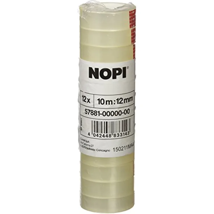 Klebefilm NOPI transparent, PP, unsichtbar, Bandgröße (L x B): 10 m x 12 mm