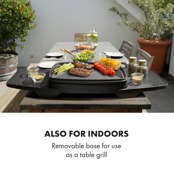 Gatsby Elektrogrill 2000W Antihaft-Grillfläche Seitentische beige / schwarz Schwarz / beige – Bild 7