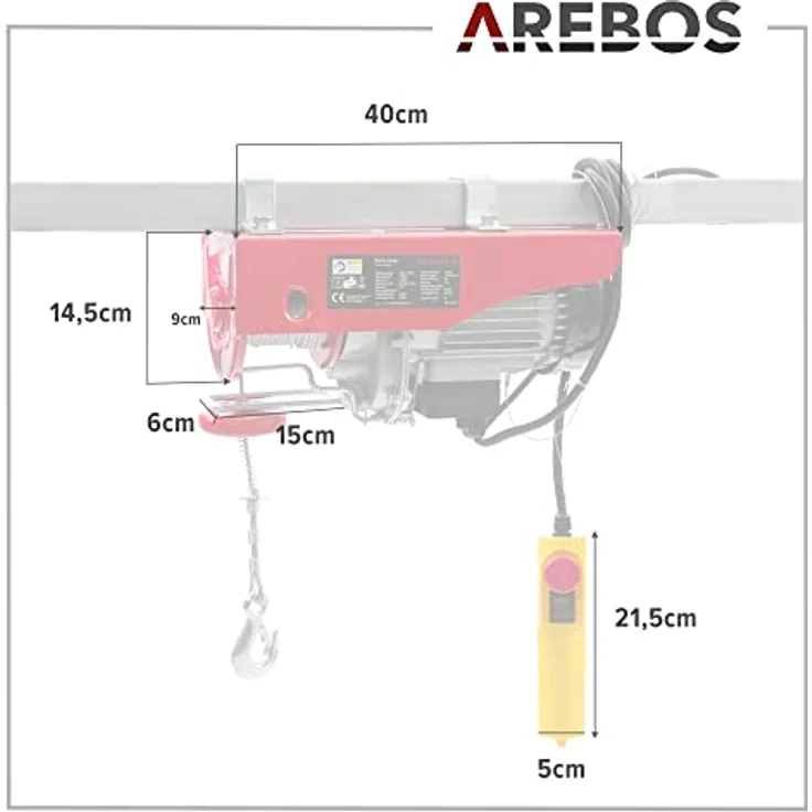 Arebos - Elektrische Seilwinde 800kg – Bild 7