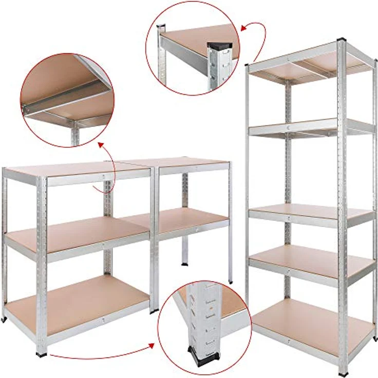 2x Schwerlastregal 875kg Kellerregal Lagerregal Steckregal 180x75x45cm Regal 2er - verzinkt – Bild 2