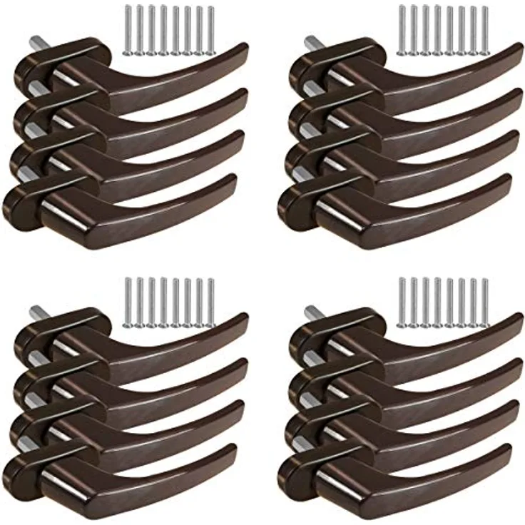 16 x Alu Fenstergriff in Braun RAL 8019 - Stiftlänge 35mm