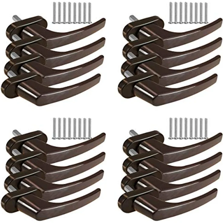 16 x Alu Fenstergriff in Braun RAL 8019 - Stiftlänge 35mm – Bild 1