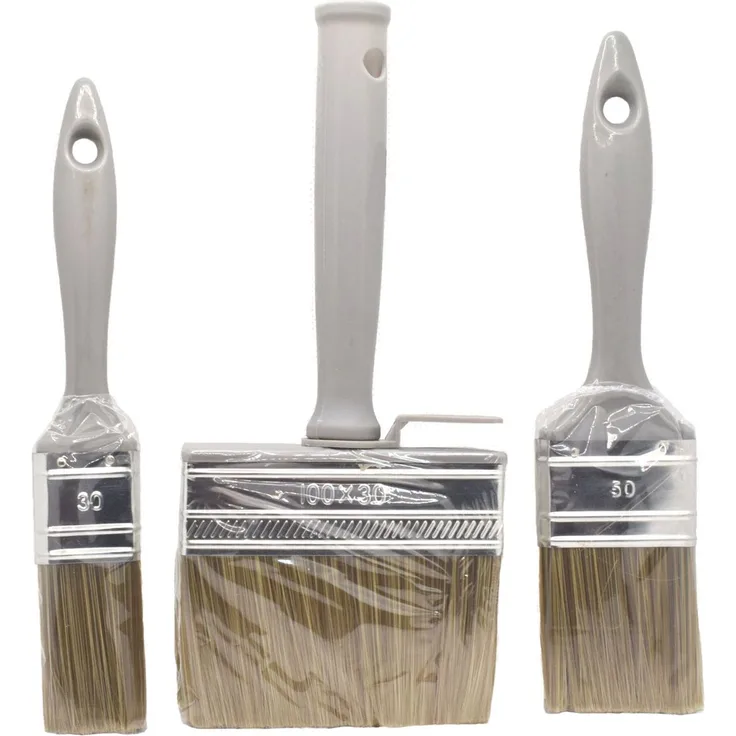 Pinsel Lasurpinsel Flachpinsel Set 3tlg. 30, 50 und 100mm Polyester Borsten grau