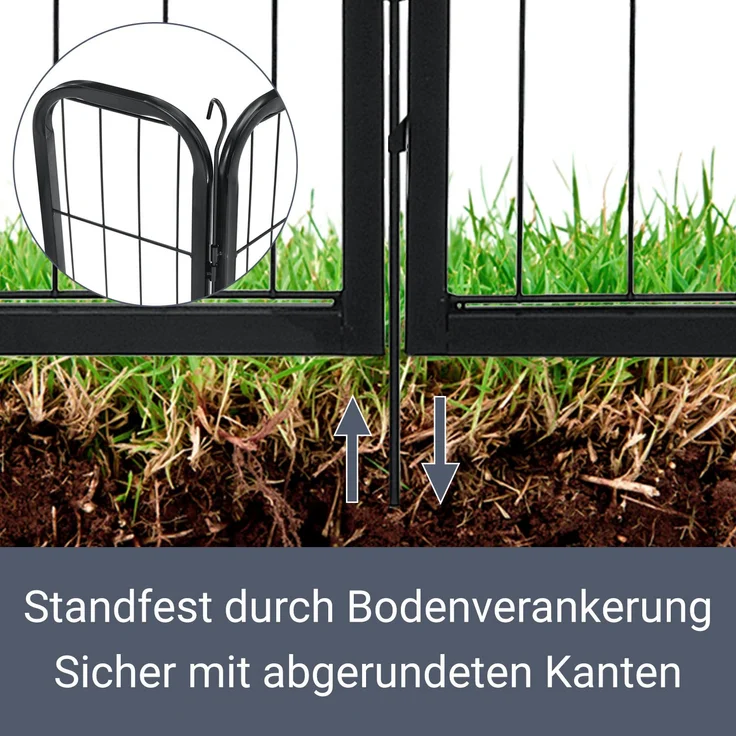 Juskys Welpenauslauf 160 x 160 x 60 cm – Welpenlaufstall 8-teilig aus Metall – Freigehege mit Tür – Welpengitter für Hunde, Hasen & Kleintiere – Bild 6