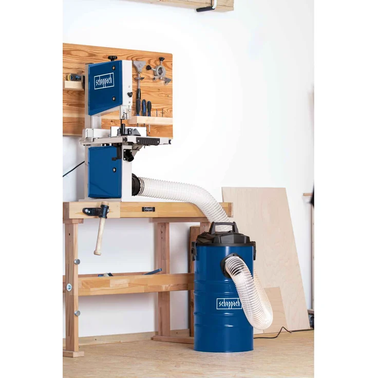 Scheppach Absauganlage DC100 inkl. Adapterset | 65 Liter Füllmenge | Metallbehälter mit Griff | 100 mm Schlauchanschluss | 1200W | Luftleistung: 215 m³/h | inkl. Filterpatrone und 4x Papierfilter – Bild 4