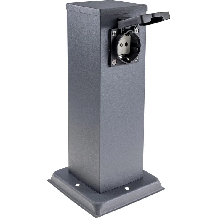 ChiliTec Steckdosensäule 2-fach, IP44, Anthrazit250V / 16A, 13x13x27cm – Bild 3