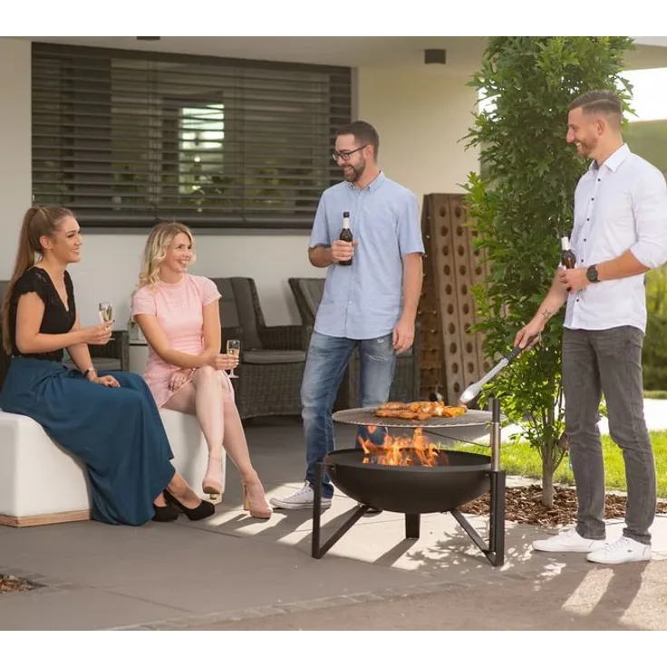 Westmann Premium Grill Feuerstelle inkl. Grillrost schwarz 70x70x75 cm