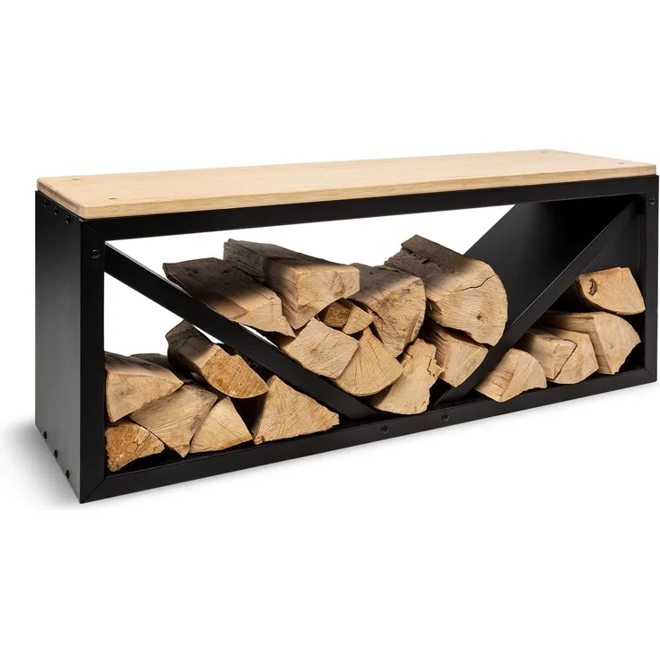 Kindlewood L Black Holzspeicher Sitzbank 104x40x35cm Bambus Zink Schwarz