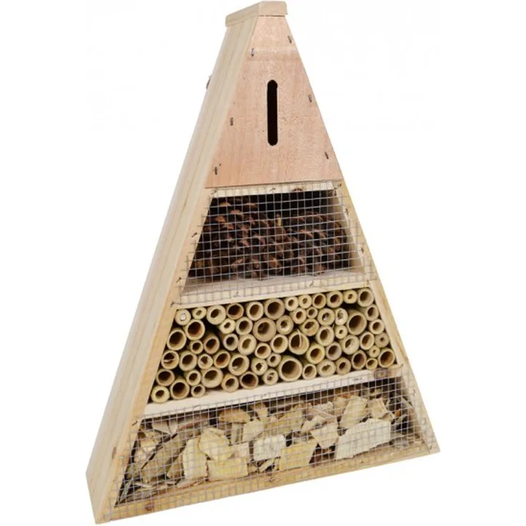 Grüner Jan Insektenhotel aus Holz Bambus und Zapfen