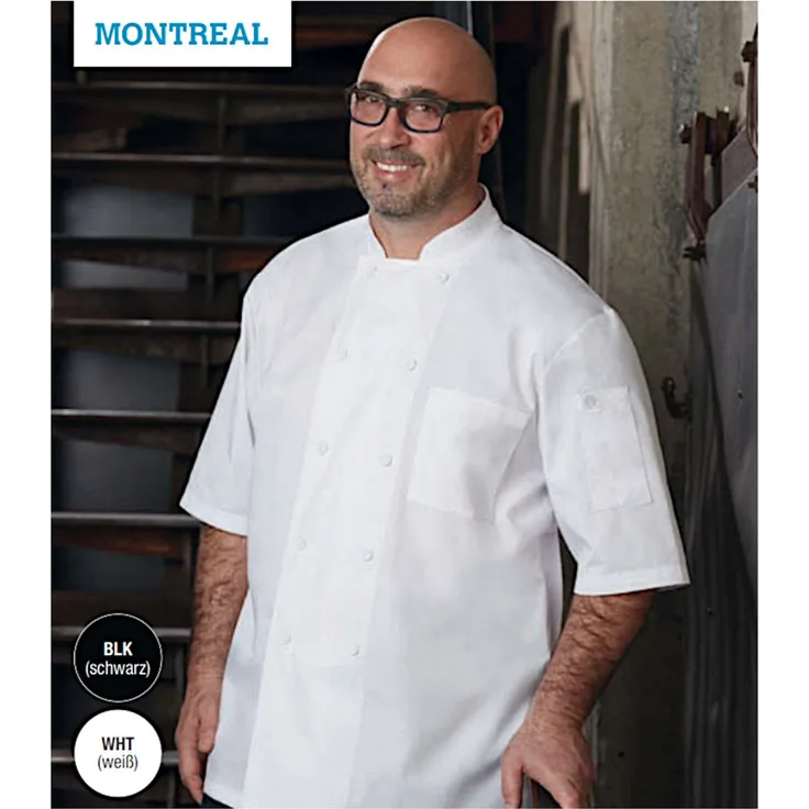 Chef Works Kochjacke Montreal kurzarm Kochbekleidung Bäckerjacke Berufskleidung weiß, L