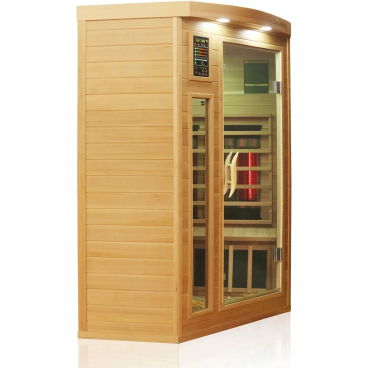 Dewello Infrarotkabine Infrarotsauna LAKEFIELD PRO Hemlock-Zeder 120cm x 120cm inkl. Vollspektrumstrahler, Bodenstrahler – Bild 3
