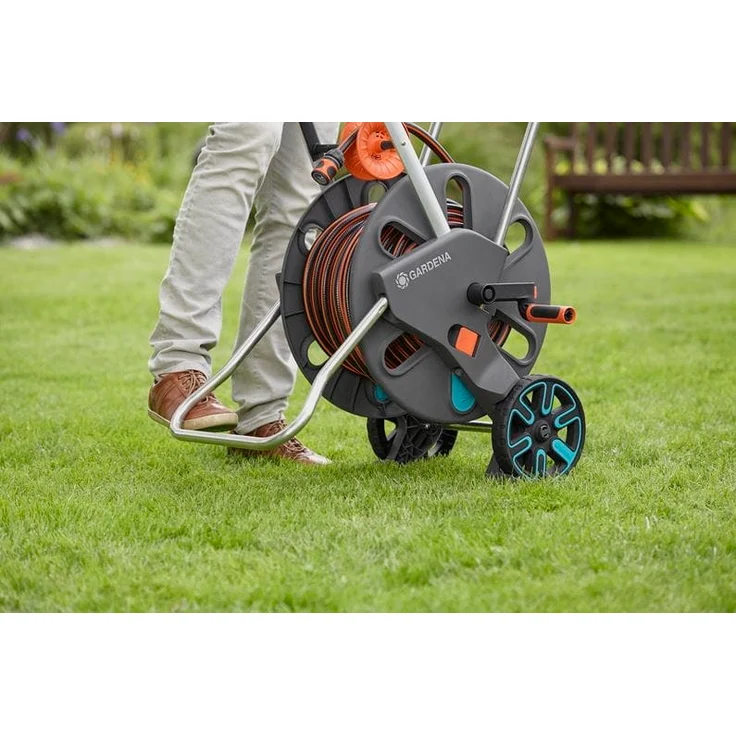 GARDENA Schlauchwagen CleverRoll L Easy (18520-20) 100 m Kapazität, besonders standfest, mit komfortabler Schlauchführung in robustem Metallrahmen, Nachtropfstopp – Bild 11