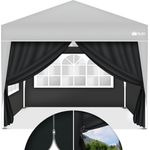 tillvex 4X Seitenwand schwarz für Pavillon 3x3m & 3x6m | Faltpavillon Seitenteile wasserabweisend | Seitenfenster & Reißverschluss | Seitenwände für Gartenzelt Partyzelt