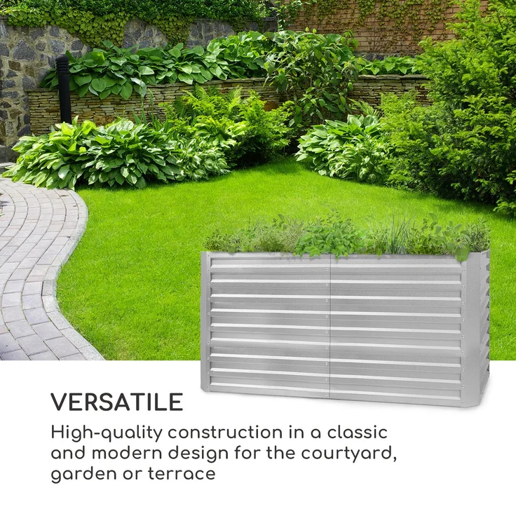 High Grow Straight Hochbeet 200x90x100cm 1800l Stahl Silber – Bild 3