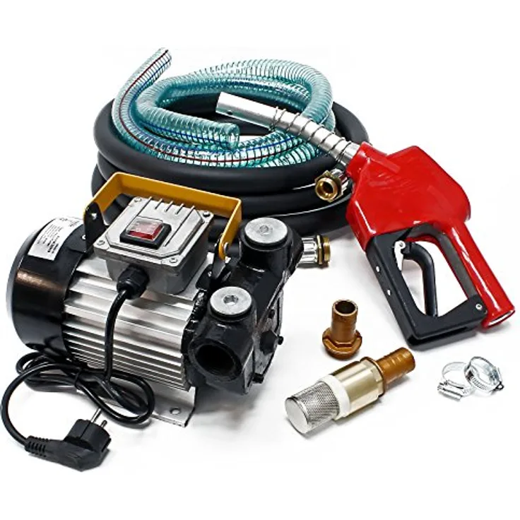 WilTec Bio Dieselpumpe Heizölpumpe selbstansaugend 230V-550W 60l-min automatische Pistole Umfüllpumpe