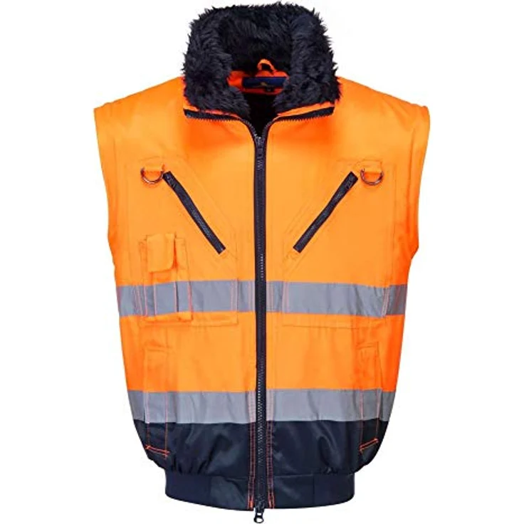 PORTWEST Warnschutz Jacke 3-in-1 Pilotjacke Ärmel u Futter orange-marine – Bild 3