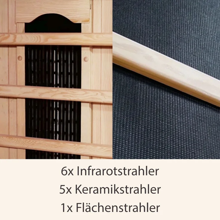 Artsauna - Infrarotkabine Nyborg S120K – Infrarotsauna 2 Personen – LED-Farblicht, digitaler Steuerung, 5 Keramikstrahler, 1 Flächenstrahler – – Bild 7