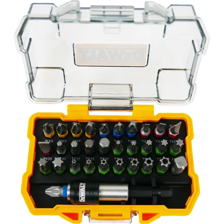 DeWalt DT7969 Schrauberbit-Set 32tlg. - TSTAK kompatibel - Kreuzschlitz PZ und PH, Schlitz, Inbus und Torx TX mit Schnellwechsel-Bithalter