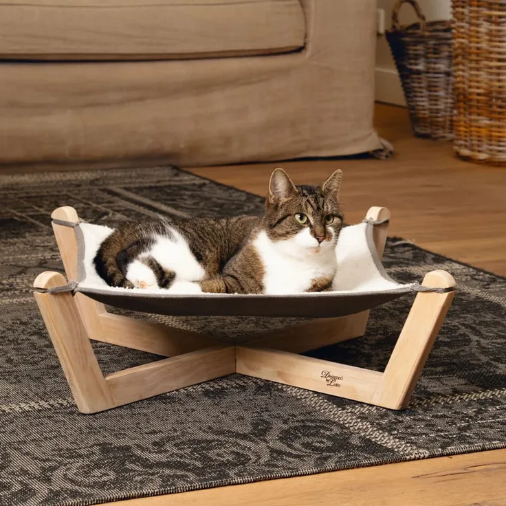 Designed by Lotte Katzen-Hängematte Gaia 51x51x18,5 cm Holz Grau