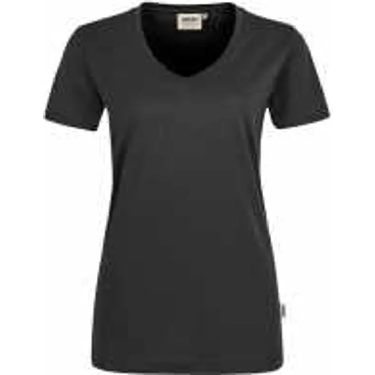 HAKRO Damen V-Shirt Mikralinar 181, karbongrau, M