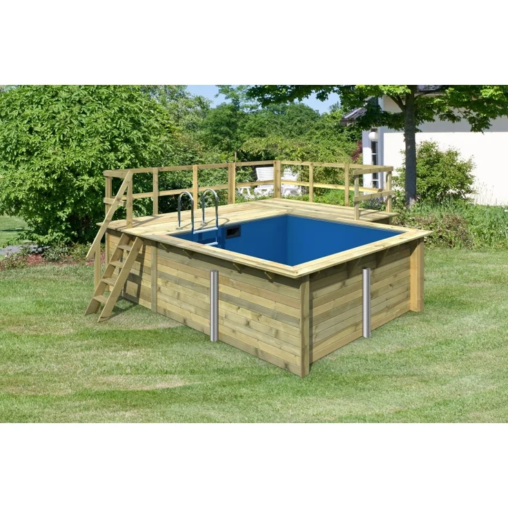 Karibu Pool 1 SET 44 mm inkl. Filterpaket klein, Terrasse vor Kopf an der Seite 3,5 m breit+ Terrasse an der Seite – Bild 2
