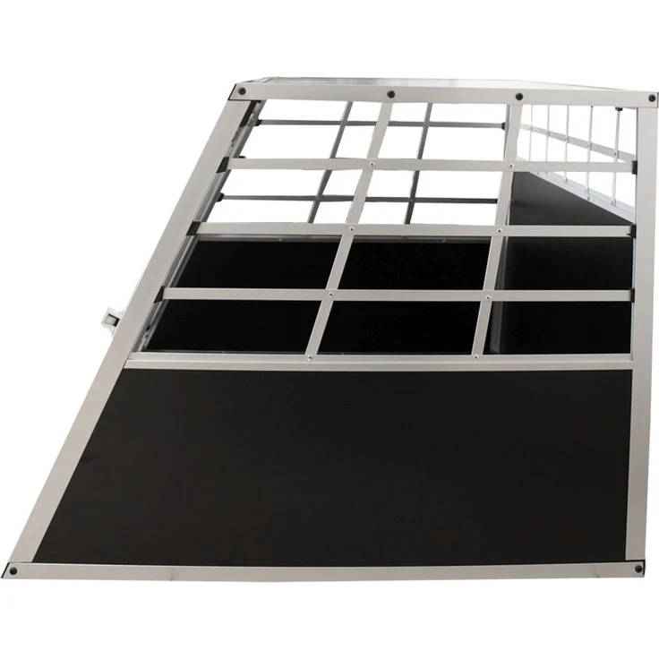 Juskys Alu Hundetransportbox XL - 96 × 91 × 70 cm – Auto Hundebox robust & pflegeleicht – 2 Gittertüren verschließbar - Reisebox für Hunde – Bild 9