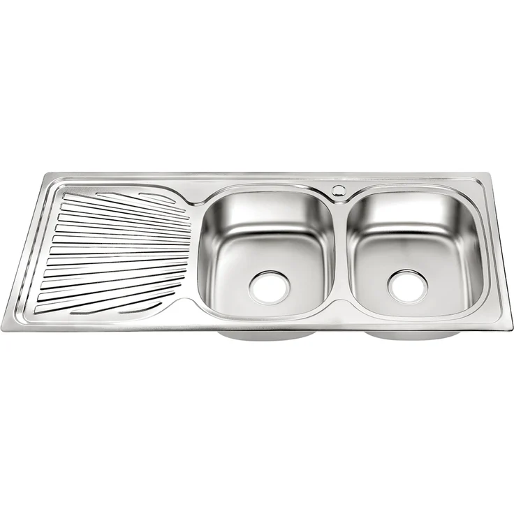 MUCOLA 120CM Doppel Spülbecken Ablage Einbauspüle Edelstahlspüle Spülbecken 2 Becken – Bild 1
