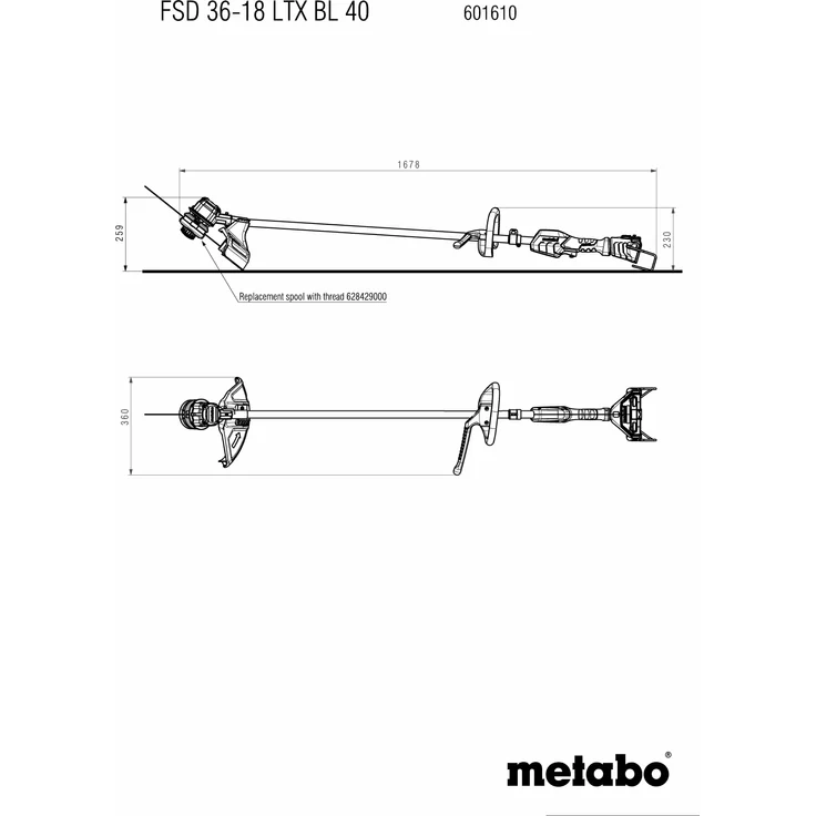 Metabo Akku Freischneider FSD 36-18 LTX BL 40 (2x 18 Volt, Li-Ion, Rasentrimmer mit Rundgriff, Schultergurt, 40cm Schnittkreis, bürstenloser Motor) ohne Akku und Ladegerät, im Karton – Bild 5
