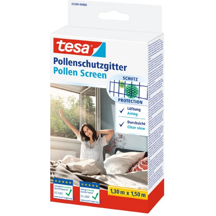 tesa Pollenschutzgitter für Fenster, 2,40 m x 1,20 m