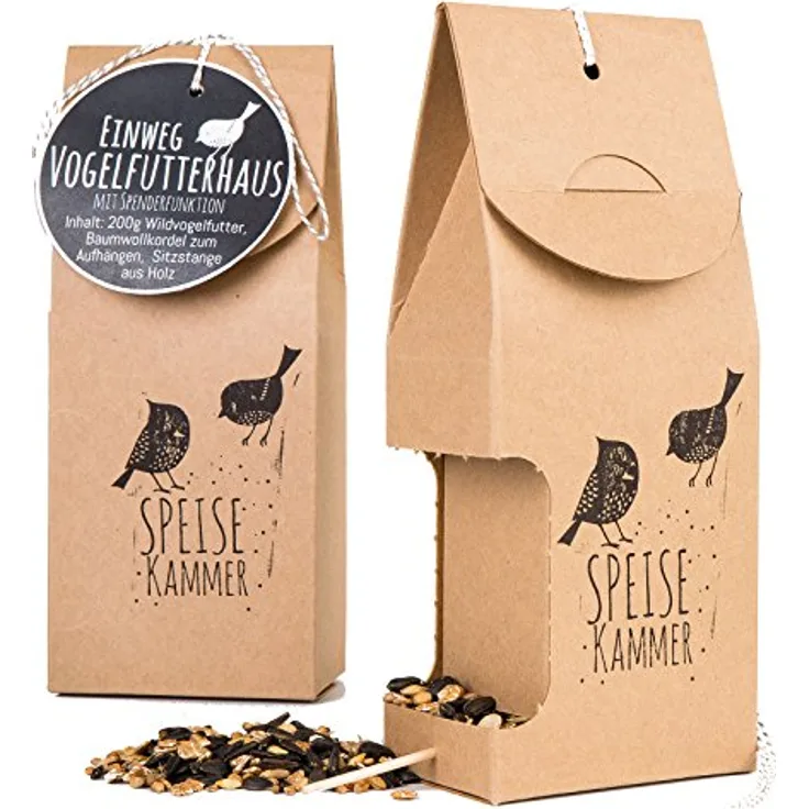 Wunderle Vogelfutterhaus Naturpape mit Spender