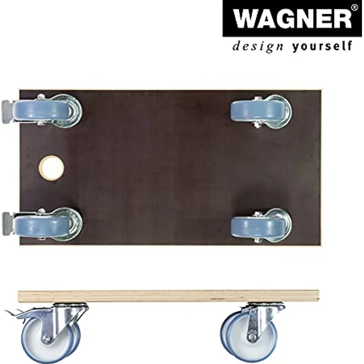 Transporthilfe MM 1341, 57,5 x 30 x 15 cm, harte Rollen Ø 100 mm, Rollenlager, 2 Bremsen, Platte FSC®, Tragkraft 500 kg – Bild 8