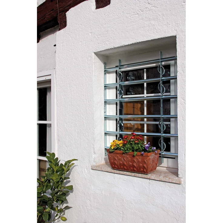 Alberts Fenstergitter Secorino Style | Ausziehbar für Fenster außen | Einbruchschutz Gitter | galvanisch blau verzinkt | 600 x 1000-1500 mm 
(563660) – Bild 5