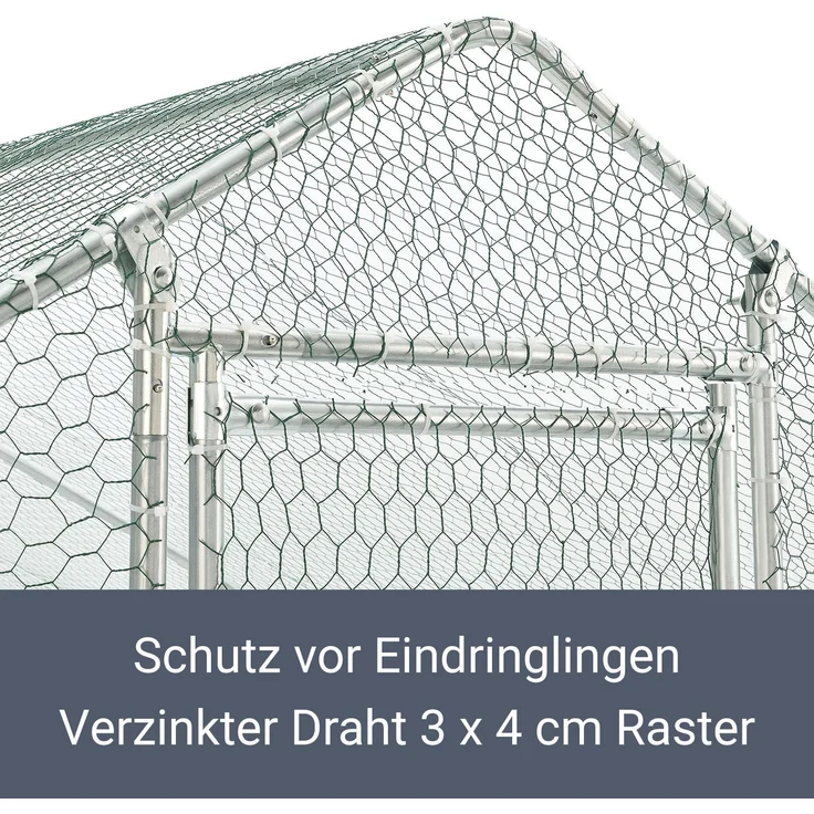 Juskys Freilaufgehege 2x2x2m Hühnerstall aus Metall begehbar mit 4 m² Lauffläche, Tür & Riegel – Freigehege für Hühner, Kleintiere & Pflanzen – Bild 4