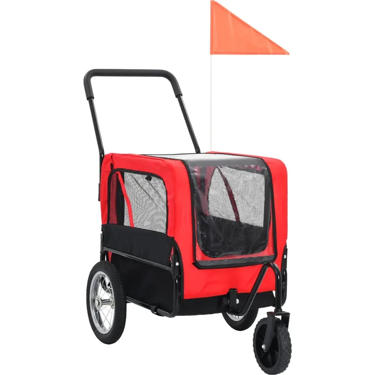 vidaXL 2-in-1 Tier-Fahrradanhänger und Jogger Rot und Schwarz