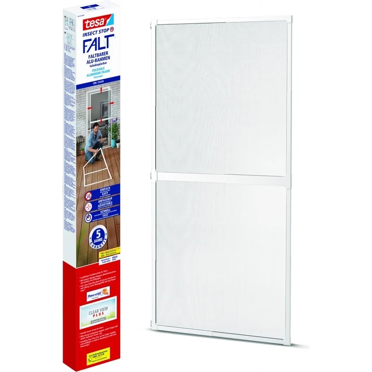 tesa Fliegenschutz-Tür FALT 100 x 220 cm - Aluminium weiß individuell kürzbar – Bild 2