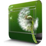 banjado Wandbriefkasten Edelstahl Pusteblume (groß, mit Zeitungsfach), 38 x 42,5 x 12cm