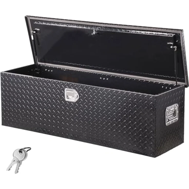 VEVOR Aluminium Werkzeugkasten für Ladefläche mit Wasserdichtem Deckel, Sicherheitsverschluss und seitlichem Griff, 1244,6 x 381 x 381 mm, Schwarz – Bild 1