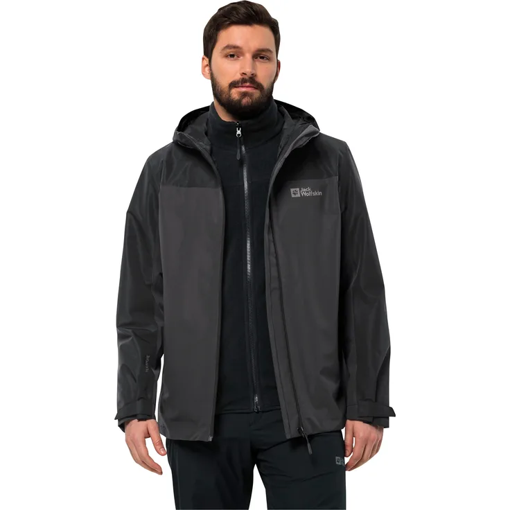 Jack Wolfskin 3-in-1-Funktionsjacke TAUBENBERG 3IN1 JKT M mit wasserabweisenden Reißverschlüssen, Wasserdicht, Atmungsaktiv