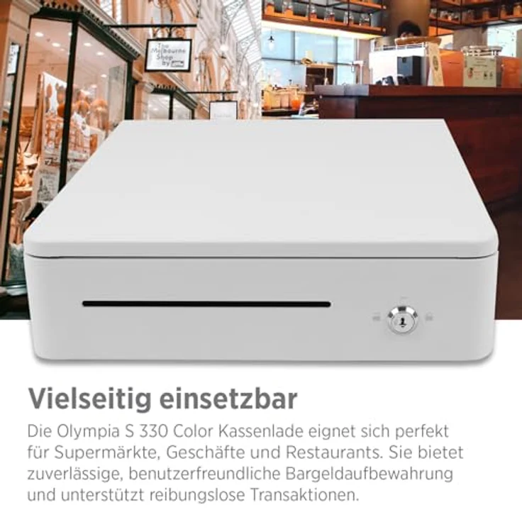 Olympia S 330 Kassenlade, Geldkassette mit 8 Münzfächern, 4 Scheinfächern, Mikroschalter, Farbe Weiß – Bild 5