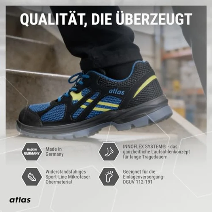 Atlas Schuhe Flash 4005 XP Arbeitsschuh, Alu-tec®Aluminiumkappe, öl-, benzin- und säurebeständig, schwarz/blau – Bild 6