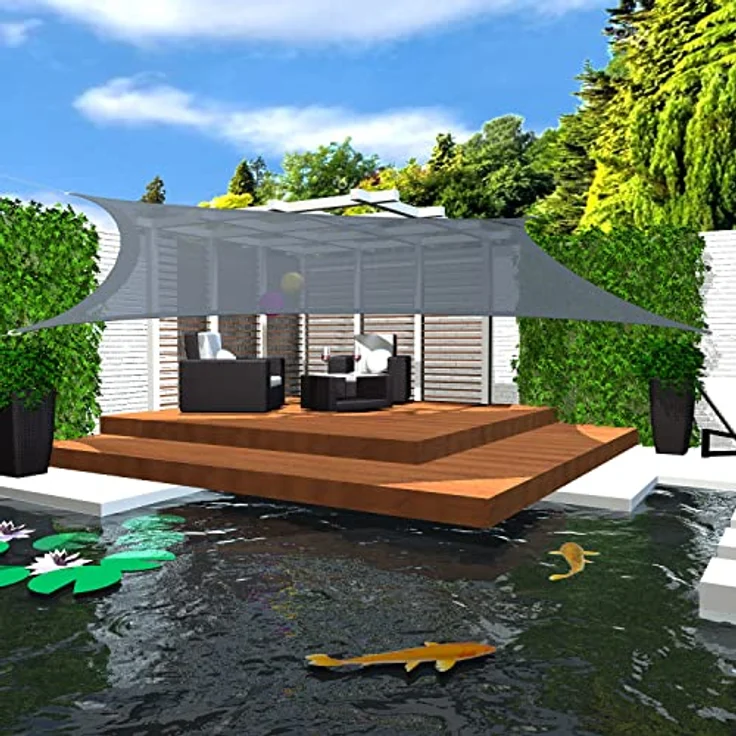 AMANKA 90% UV Schutz: Sonnensegel 3x5m Rechteckig - Wasserdurchlässig & Atmungsaktiv - Sonnenschutz Pool Rechteckig Sonnensegel Trampolin Whirlpool Sonnendach Sonnensegel Pergola Sonnenschutz Carport – Bild 2