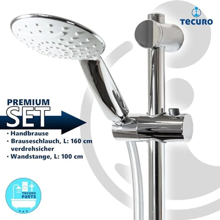 tecuro Brausegarnitur Brauseset ew-120R - mit 2 Funktionen, Brauseschlauch 160 cm, verchromt – Bild 2