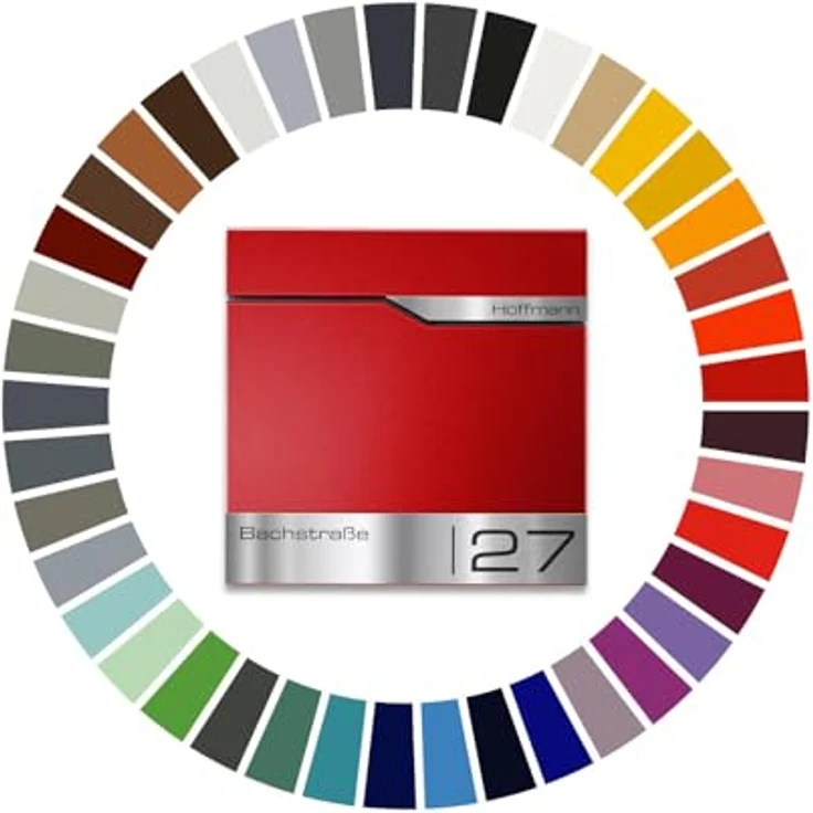 Metzler® Briefkasten in Grau mit Wunsch-RAL-Farbe, integriertes Zeitungsfach, personalisierte Lasergravur und Edelstahl-Namensschild, rostfreier Wandbriefkasten mit 10 Jahren Ersatzteilen – Bild 1
